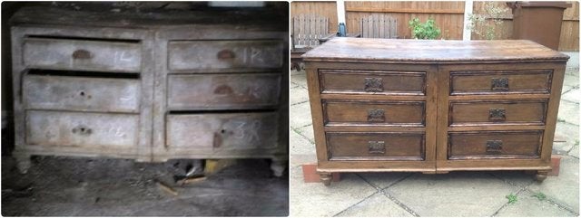 Michelle's restored 1875 farmhouse sideboard from 2015's Restoration Day