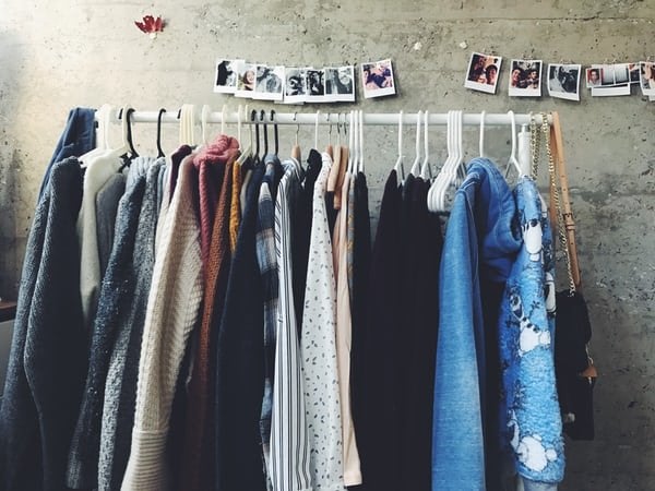 Rail of second hand clothes