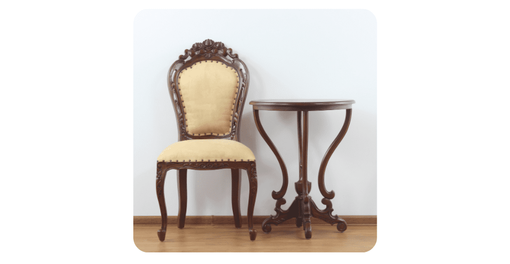 antique chair and table