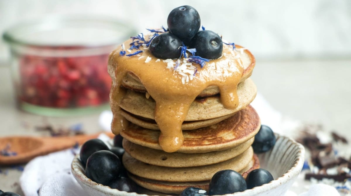 Veganske cookie dough pandekager | Ris protein pandekager