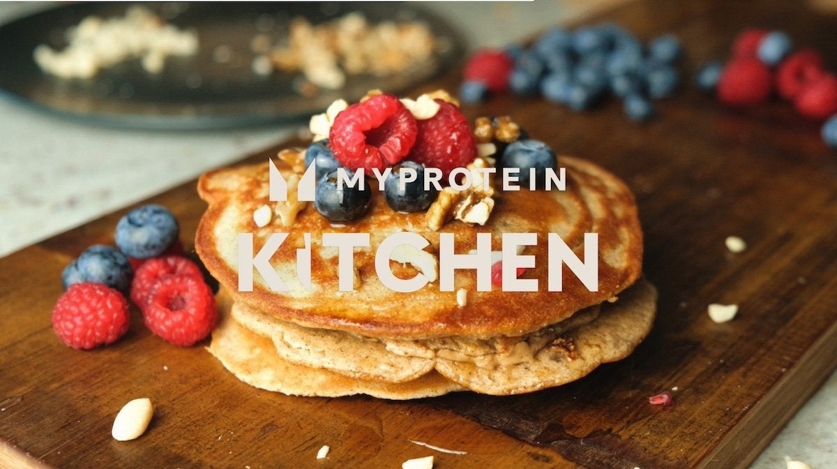 Peanut butter fyldte protein pandekager