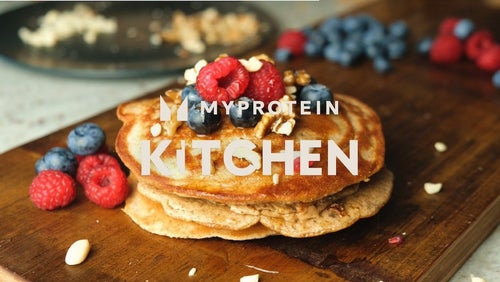 Peanut butter fyldte protein pandekager