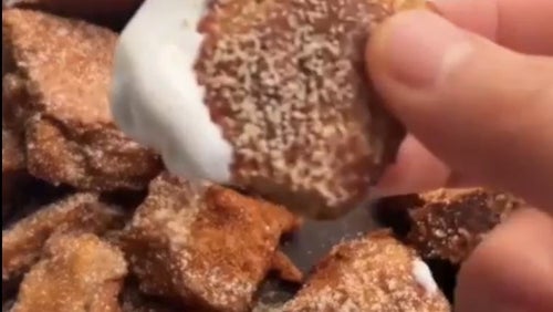 Cinnamon Sugar Peanut Butter Stuffed French Toast Bites