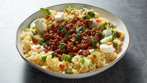 Spiced Lamb With Feta Bulgur