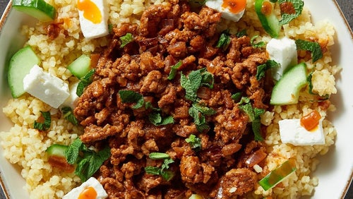 Agneau épicé à la feta et boulghour