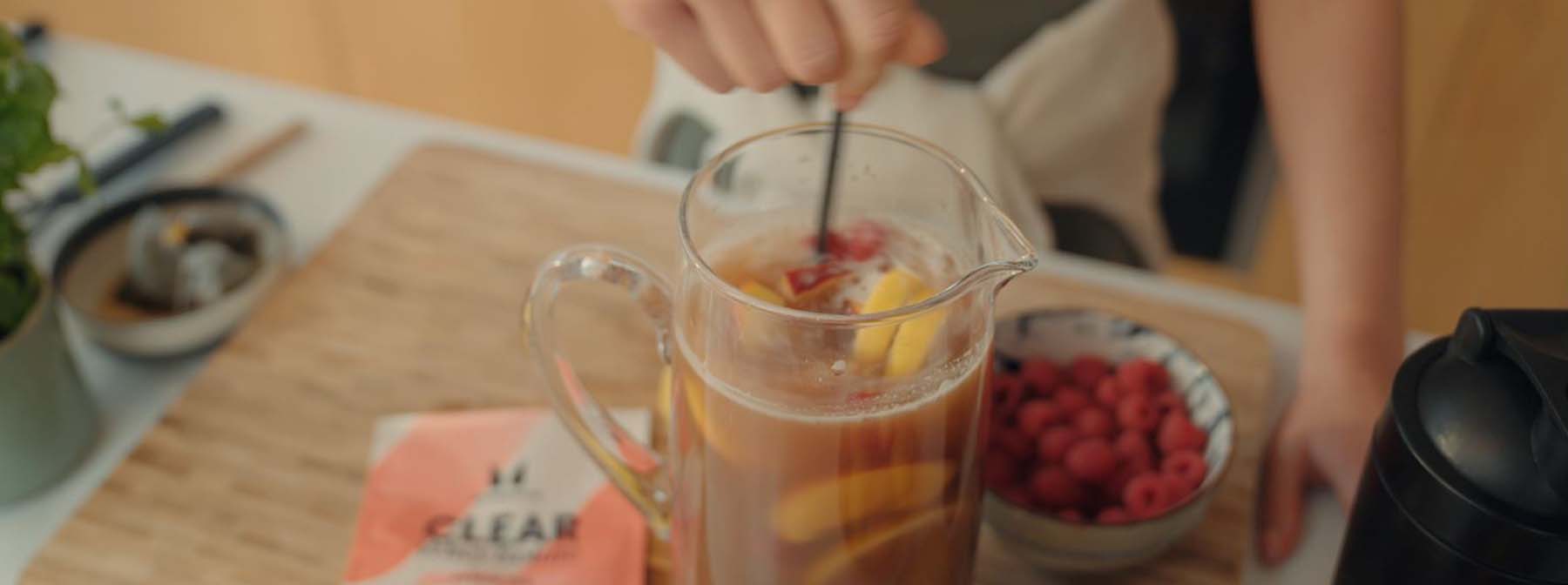 Thé glacé aux protéines et à la pêche