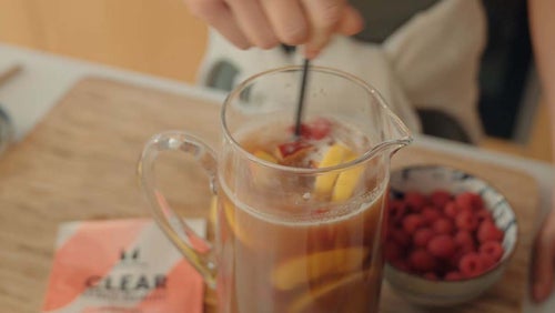 Thé glacé aux protéines et à la pêche