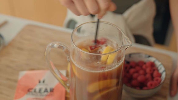 Thé glacé aux protéines et à la pêche