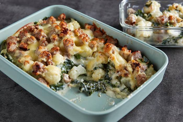 Blumenkohl Käse Würstchen Bake | Meal Prep Rezept