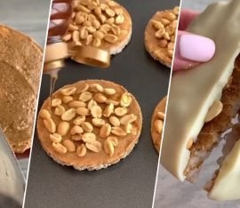 Reiswaffeln mit weißer Schokolade und Erdnussbutter