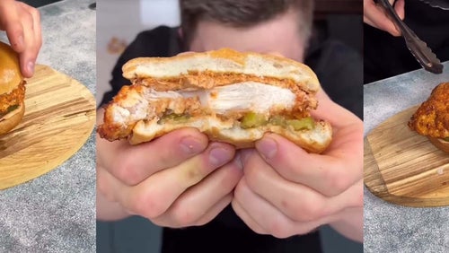 Proteinreiches Hähnchen Sandwich aus dem Air-Fryer