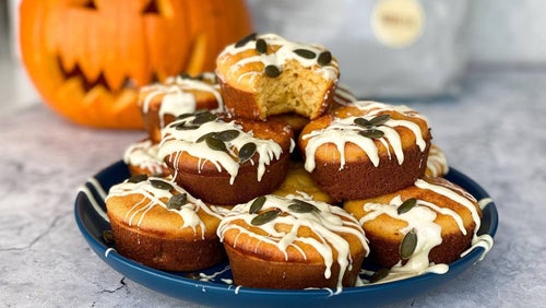 Proteinreiche Halloween Kürbis Muffins