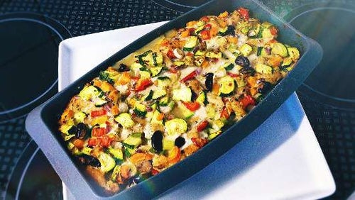 Gemüse-Auflauf mit Hähnchen & Bohnen