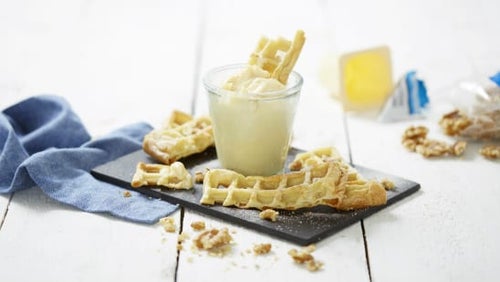 Protein Waffeln mit Vanillepudding | Fitness Dessert Rezept