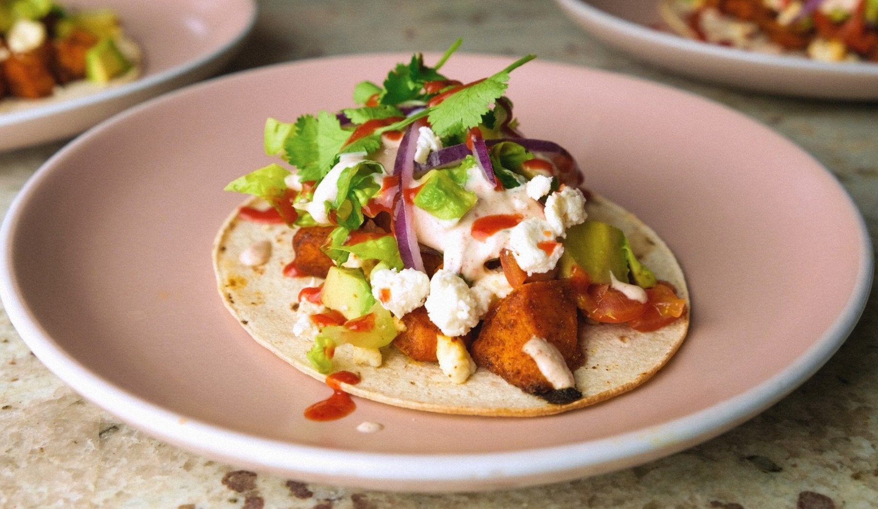 Gebackene Süßkartoffeln & Feta Tacos