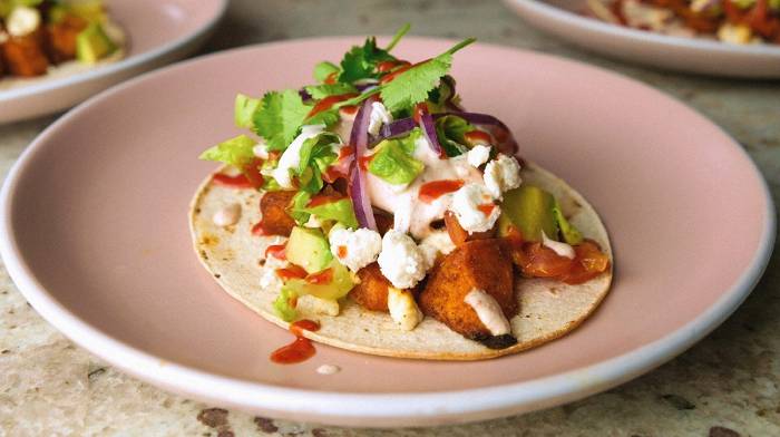 Gebackene Süßkartoffeln & Feta Tacos