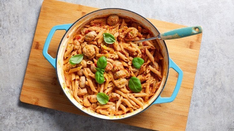 Healthy Pasta Recipes | Lean, Creamy Sausage Pasta Meal Prep