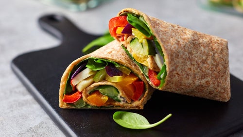 Geröstete Halloumi Wraps vom Blech | Ausgewogene Mahlzeiten