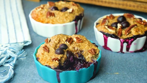 Proteinreiche Blaubeerkuchen Baked Oats