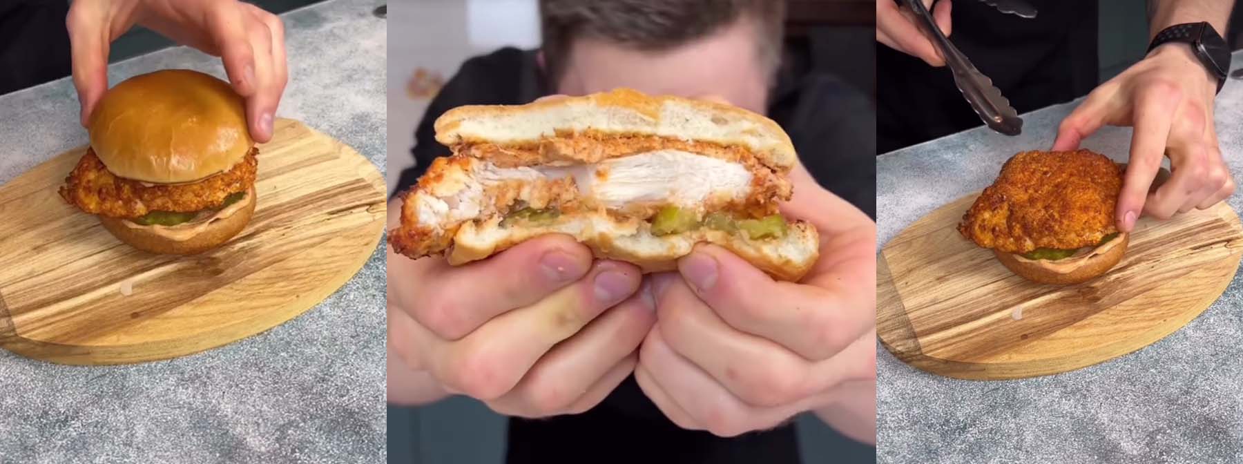 Proteinreiches Hähnchen Sandwich aus dem Air-Fryer