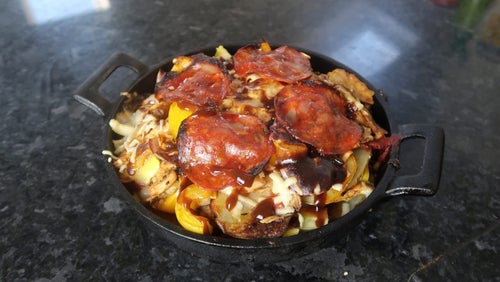 Proteinreiche BBQ Hähnchen-Kartoffel Pizza