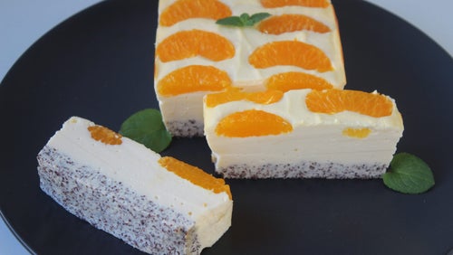 Proteinreicher Mohn-Mandarinen Käsekuchen