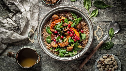 Dinkelsalat mit Ofengemüse und Johannisbeeren | Meal Prep