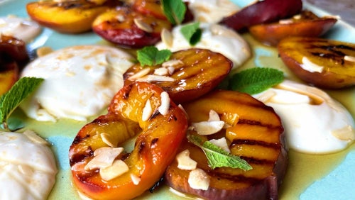 Gegrillte Pfirsiche mit Protein Joghurt | Gesundes Dessert Rezept