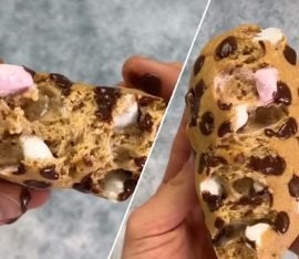 Proteinreiche Erdnussbutter S'Mores Cookies