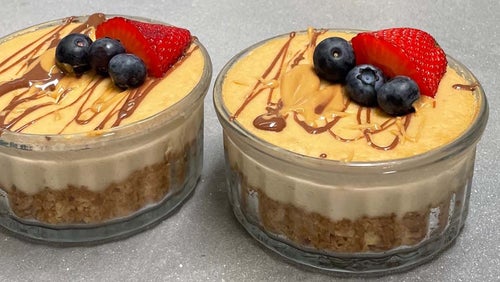 Erdnussbutter Käsekuchen | Proteinreiches Dessert