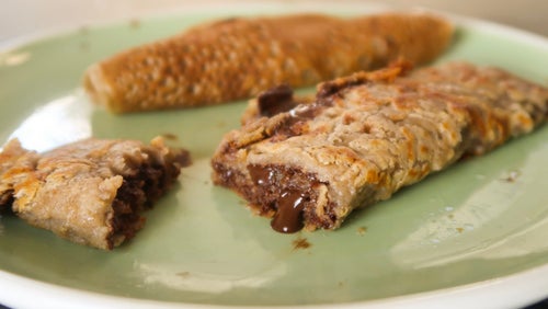 Vegane Schoko Protein Pancake Rolls