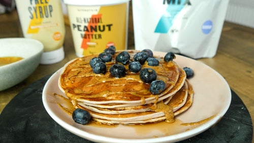 Blueberry & Butterscotch Protein Pancakes