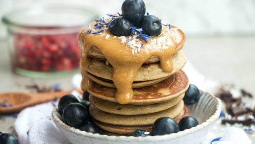 Vegan Cookie Dough Protein Pancakes | Brown Rice Protein Pancakes