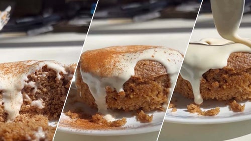 Cinnamon Roll Baked Oats Cake