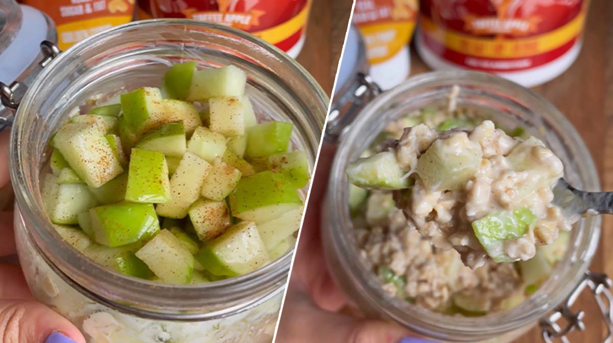Toffee Apple Protein Overnight Oats