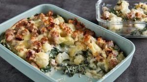 Cauli-Cheese Sausage Bake Meal Prep
