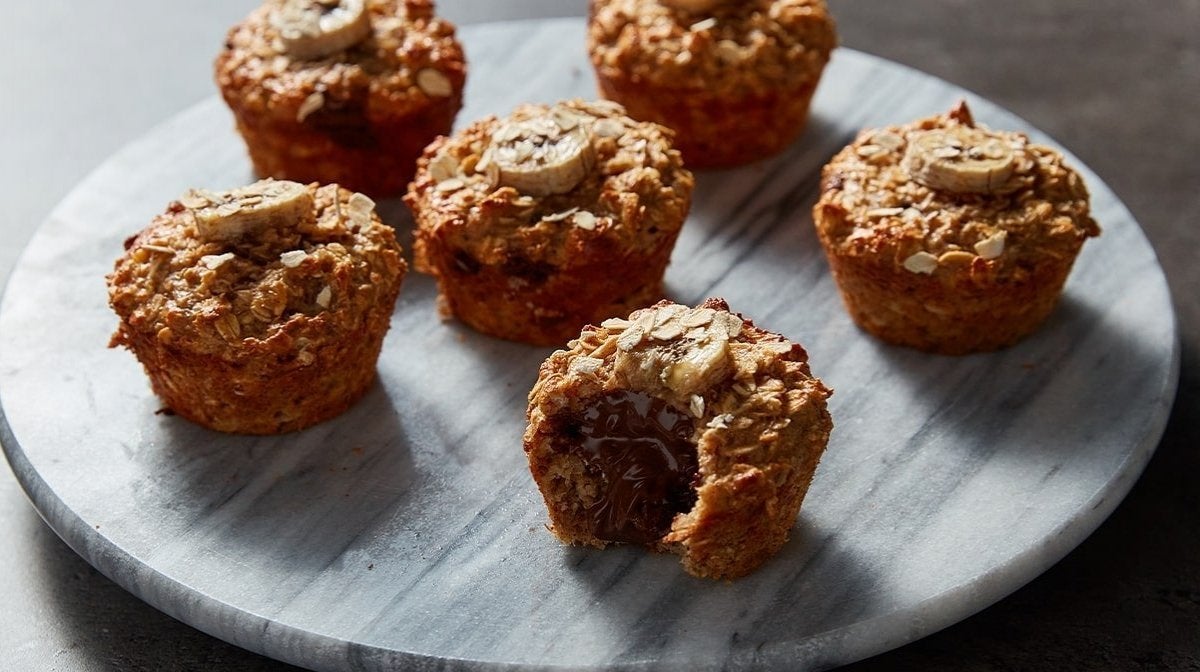 Muffins de Banana Com Recheio de Chocolate