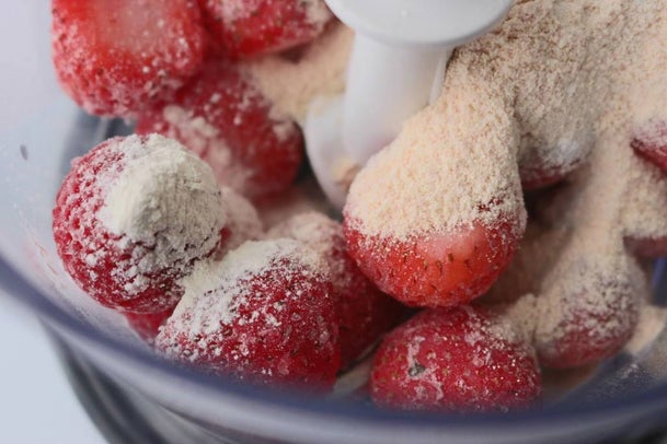 gelado de morangos e whey