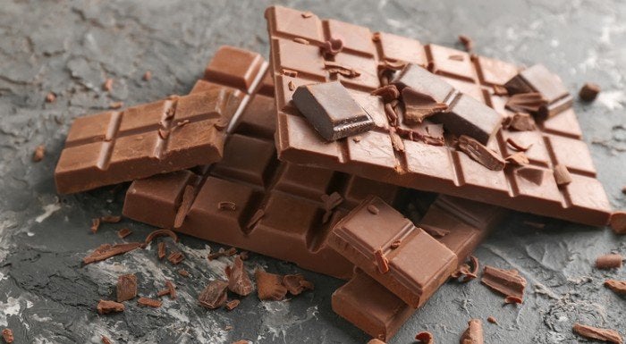 Broken bars of milk chocolate