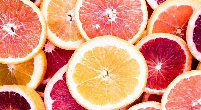 Sliced oranges, grapefruit and blood oranges