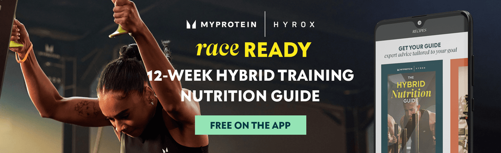 Myprotein x HYROX Race Ready banner: 12-week hybrid training nutrition guide, free on the app