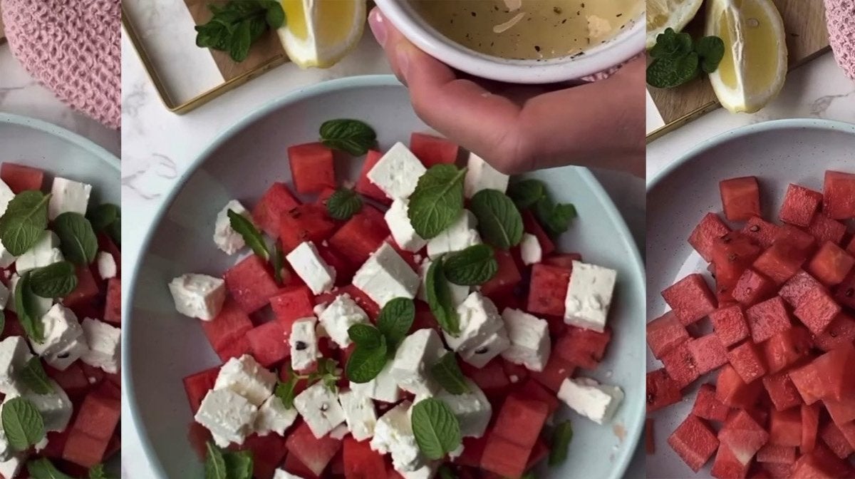 Frissítő dinnyés feta sajtos saláta