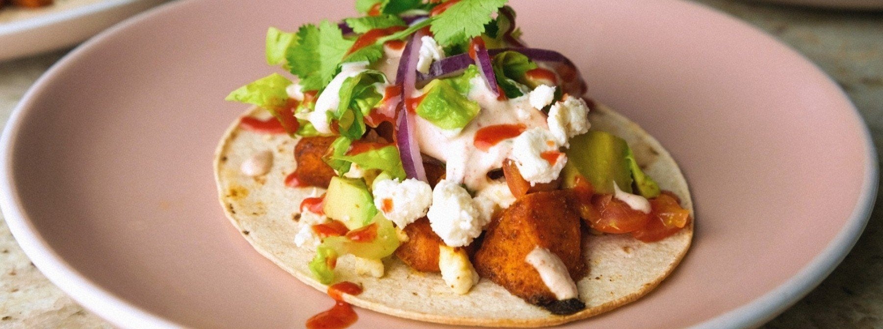 Baked Sweet Potato & Feta Tacos