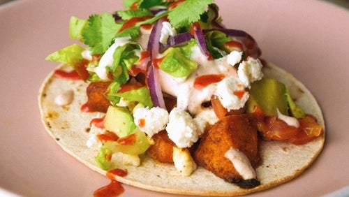 Baked Sweet Potato & Feta Tacos