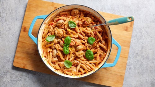 Healthy Pasta Recipes | Lean, Creamy Sausage Pasta Meal Prep
