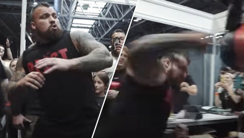 Eddie Hall Destroys Punch Bag Machine With Huge Right Hand