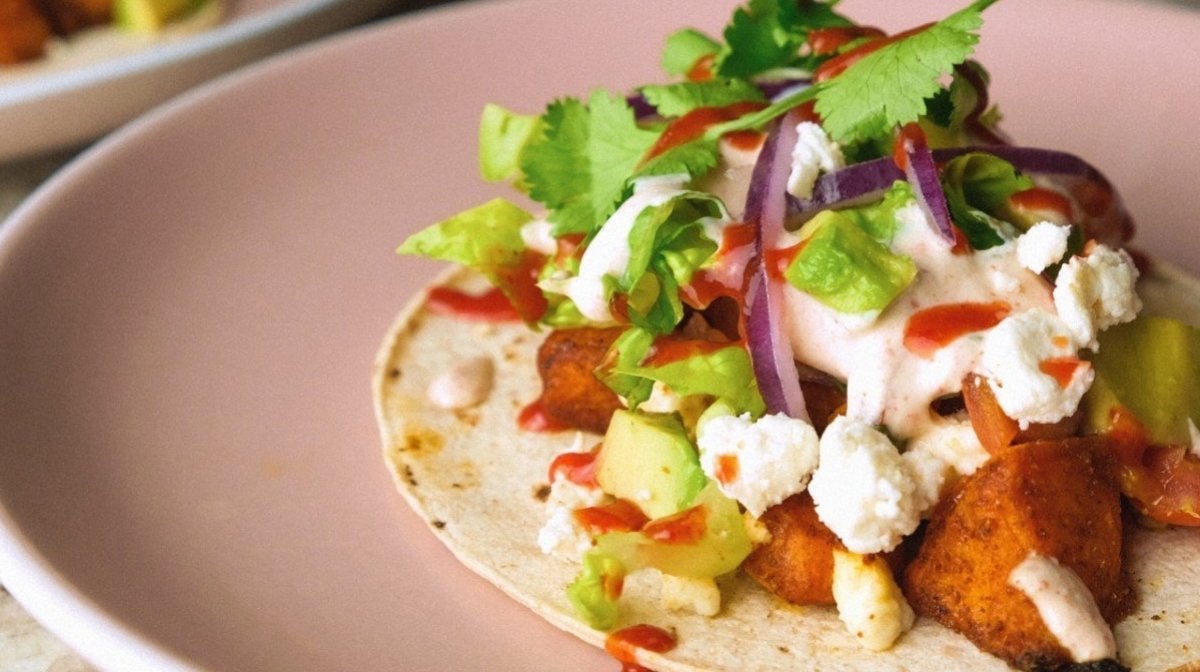 Baked Sweet Potato & Feta Tacos