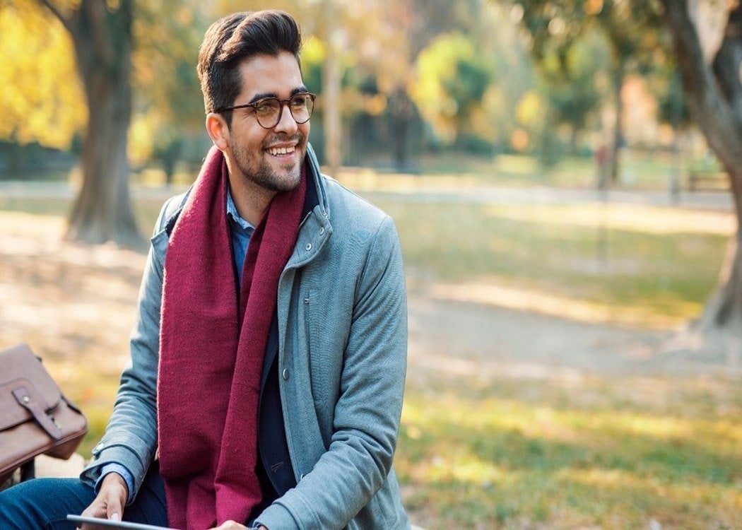 A man outdoors in winter soaking up vitamin D to boost his mood | Gillette UK
