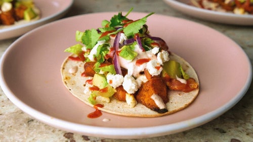 Tacos s pečenými batáty a sýrem feta