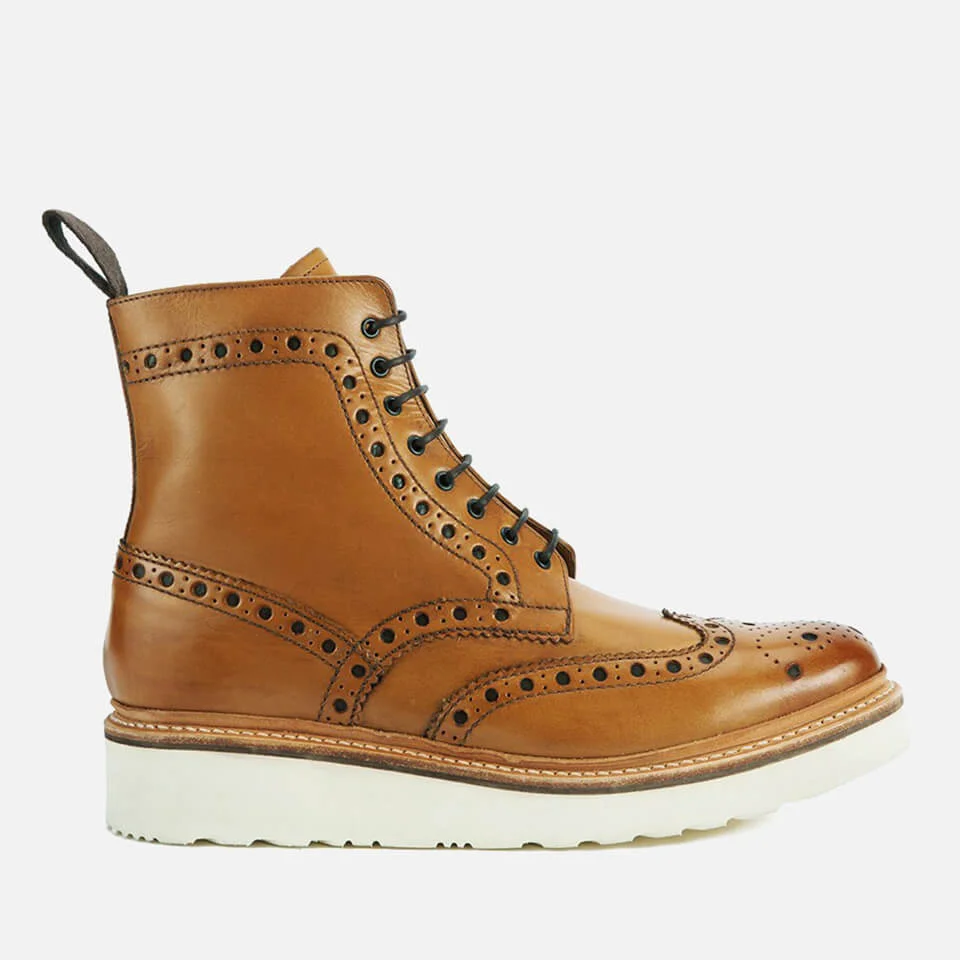 Brogue Boots Grenson Leather Boots Grenson Shoes Fred Calf Tan